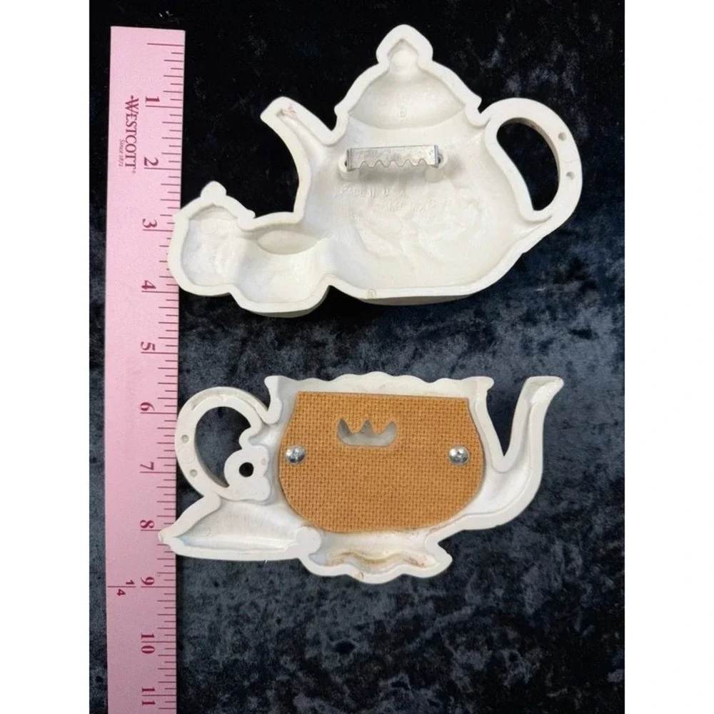 Vintage 1995 Burwood Pansy Teapot Wall Plaques Set of 2 USA Cottagecore